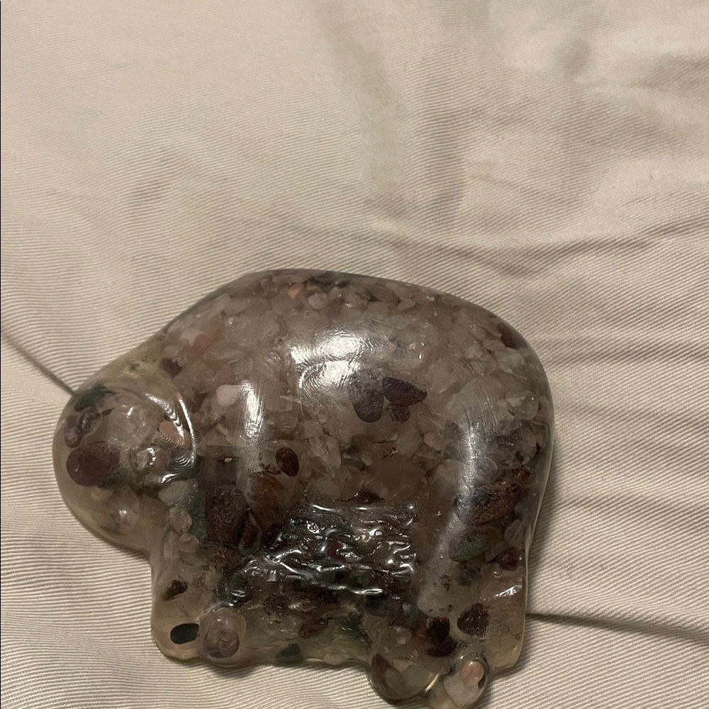 Handcrafted Rose Quartz Gem Filled Animal Figurine - Multicolor